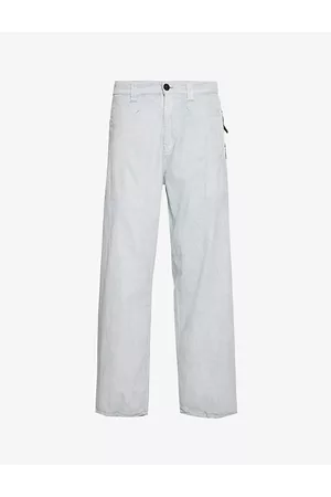 Stone Island Men Wide Leg Pants - Mens Marina Relaxed-fit Wide-leg Cotton Trousers 30