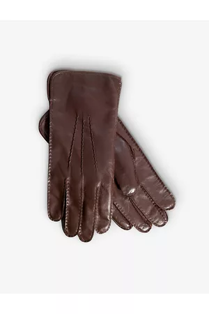 ASPINAL OF LONDON Mens Stitch-Embellished Cashmere and Leather Gloves