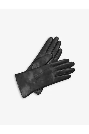 ASPINAL OF LONDON Womens Stitch-Embellished Cashmere and Leather Gloves