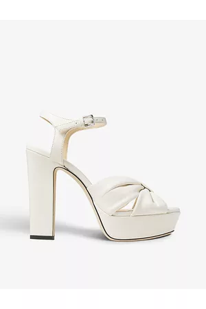 Jimmy Choo Womens Heloise 120 Knotted-Strap Leather Platform Heels Eur 37 / 4 Uk Women
