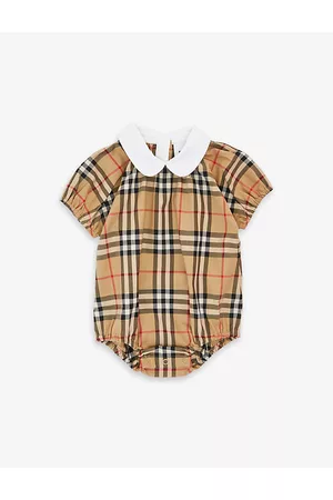 Burberry Jumpsuits - Check-print Stretch-cotton Jumpsuit 1-12 Months 3 Months
