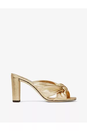 Jimmy Choo Womens Avenue 85 Knot-Embellished Leather Heeled Mules Eur 36 / 3 Uk Women