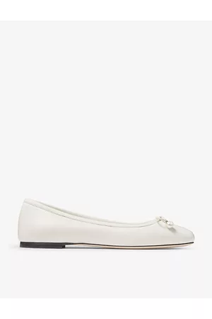 Jimmy Choo Womens Elme Bow-Embellished Leather Ballet Flats Eur 35 / 2 Uk Women