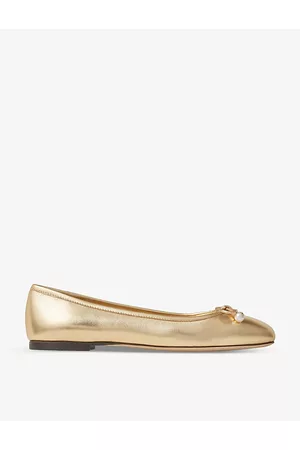 Jimmy Choo Womens Elme Bow-Embellished Metallic-Leather Ballet Flats Eur 36 / 3 Uk Women