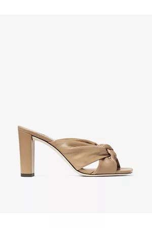 Jimmy Choo Womens Avenue 85 Knot-Embellished Leather Heeled Mules Eur 36 / 3 Uk Women