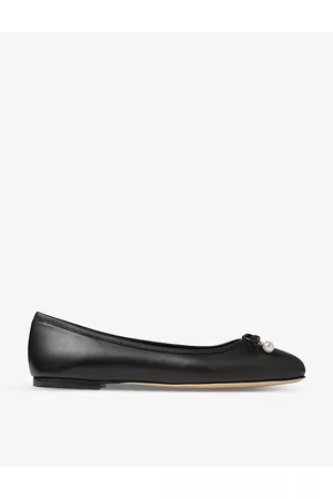 Jimmy Choo Womens Elme Bow-Embellished Leather Ballet Flats Eur 36 / 3 Uk Women
