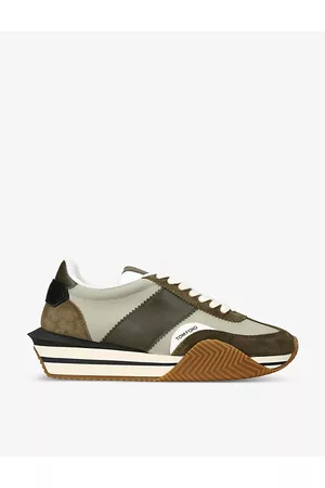 Tom Ford Men Sneakers - Mens James Logo-patch Suede Low-top Trainers 8