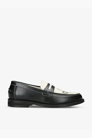 Duke & Dexter Mens Wilde Snake-Graphic Print Leather Penny Loafers Eur 42 / 8 Uk Men
