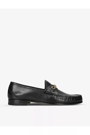 Tom Ford Men Loafers - Mens York Chain-embellished Leather Loafers 9