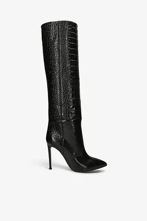 PARIS TEXAS Womens Pointed-Toe Croc-Embossed Leather Knee-High Boots Eur 36 / 3 Uk Women