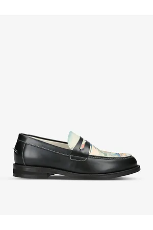 Duke & Dexter Mens Wilde Graphic-Print Leather Penny Loafers Eur 42 / 8 Uk Men