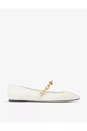 Jimmy Choo Womens Diamond Tilda Chain-Embellished Leather Flats Eur 35.5/2.5 Uk Women