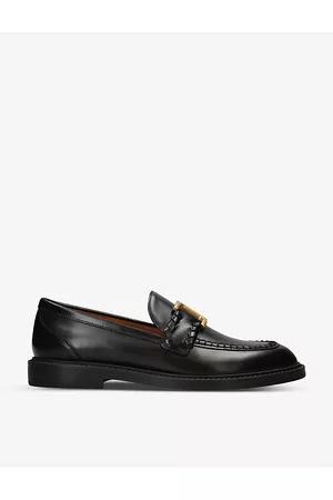 Chloé Womens Marcie Logo-Plaque Leather Loafers Eur 39 / 6 Uk Women