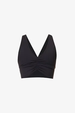 alo Womens Wild Thing V-Neck Stretch-Woven Bra S