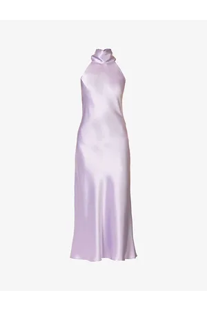 Pink Valora halterneck satin formal dress, Reformation