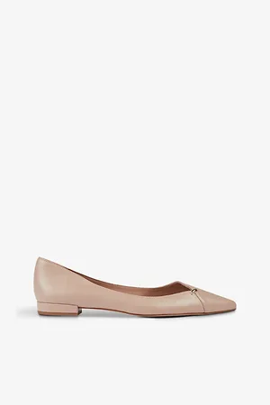 LK Bennett Womens Cally Gold-Tone Hardware-Embellished Leather Flats Eur 35 / 2 Uk Women