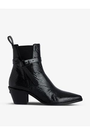 Zadig & Voltaire Womens Tyler Python-Effect Leather Ankle Boots Eur 36 / 3 Uk Women