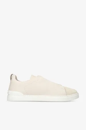 Ermenegildo Zegna Mens Triple Stitch Brand-Embroidered Low-Top Leather Trainers Eur 41 / 7 Uk Men