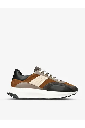 Kurt Geiger Mens Gaspar Contrast-Panel Suede Low-Top Trainers Eur 41 / 7 Uk Men
