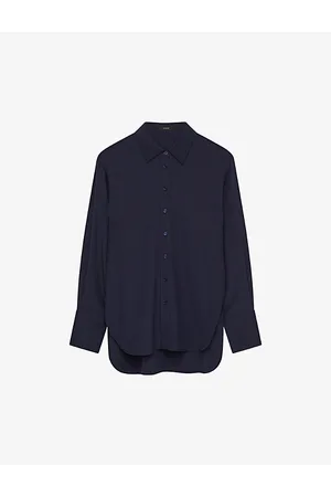 Joseph Womens Relaxed-Fit Curved-Hem Silk Shirt 6