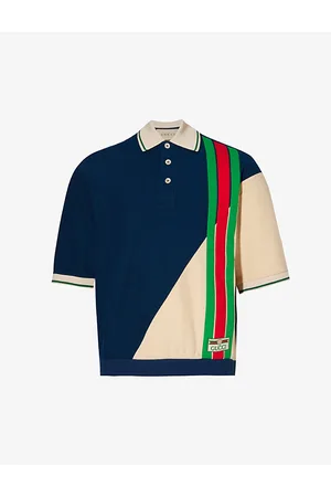 GUCCI Logo-Jacquard Silk and Cotton-Blend Polo Shirt for Men