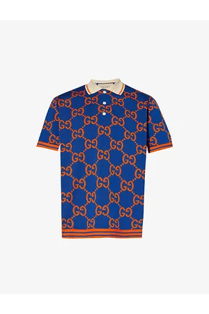 GG Cotton Blend Polo Shirt in Blue - Gucci