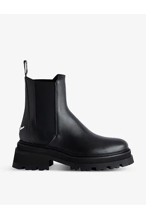 Zadig & Voltaire Womens Ride Logo-Plaque Leather Chelsea Boots Eur 37 / 4 Uk Women