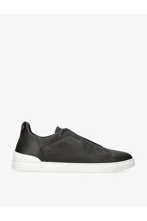 Ermenegildo Zegna Mens Triple Stitch Secondskin Brand-Embroidered Low-Top Leather Trainers Eur 40 / 6 Uk Men