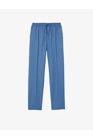 Sandro Mens Drawstring-Waist Straight-Leg Wool-Blend Trousers M