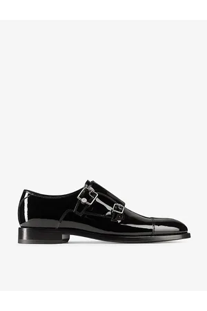 Jimmy Choo Mens Finnion Double-Strap Patent-Leather Monk Shoes Eur 40 / 6 Uk Men