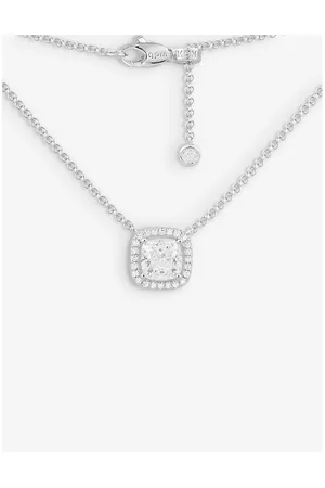 APM Monaco Womens Square Sterling- and Cubic-Zirconia Pendant Necklace 1 Size