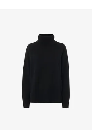Whistles Womens Turtleneck Relaxed-Fit Cashmere Jumper Xs