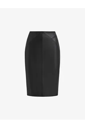 Reiss Womens Raya High-Rise Leather Pencil Midi Skirt 4