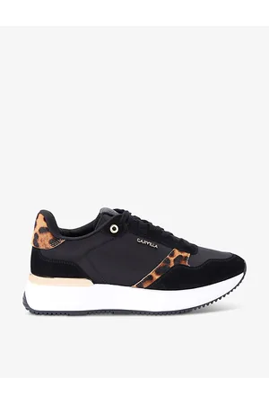 Carvela Womens Flare Animal-Print Leather Low-Top Trainers Eur 37 / 4 Uk Women