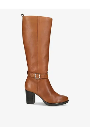 Carvela Womens Silver 2 Buckle-Embellished Leather Knee-High Boots Eur 36 / 3 Uk Women