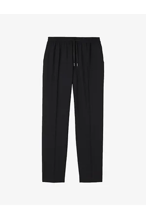 Sandro Mens Drawstring-Waist Straight-Leg Wool-Blend Trousers M