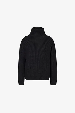 ANINE BING Womens Sydney High-Neck Wool and Alpaca-Blend Knitted Jumper Xs
