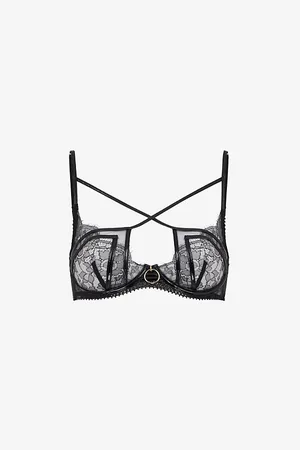 Agent Provocateur Womens Foxie Ring-Embellished Floral-Lace Underwired Woven Bra 32C