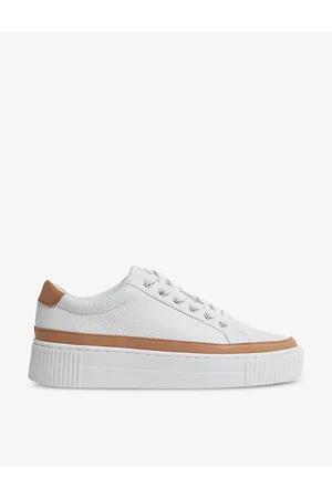 Reiss Womens Leanne Grained-Leather Low-Top Trainers Eur 37 / 4 Uk Women