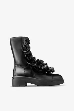 Jimmy Choo Womens Nari Flower-Embellished Lace-Up Leather Boots Eur 36.5 / 3.5 Uk Women