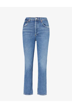 AGOLDE Womens Riley High-Rise Straight-Leg Stretch-Organic-Denim Jeans 26