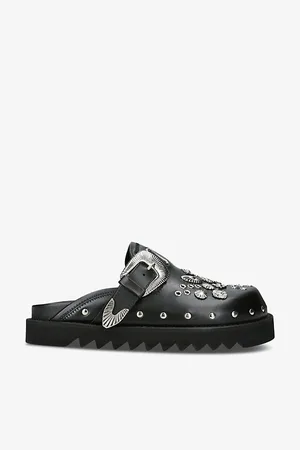 TOGA VIRILIS Mens Stud-Embellished Backless Leather Mules Eur 40 / 6 Uk Men