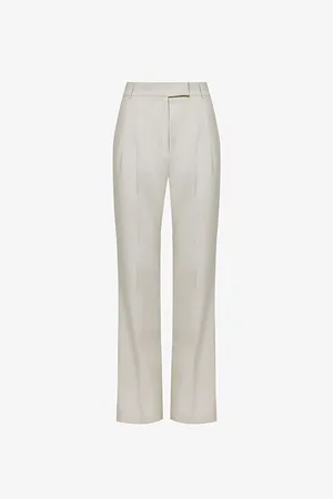 The Frankie Shop Womens Bea Pressed-Crease Tapered High-Rise Stretch-Crepe Trousers L