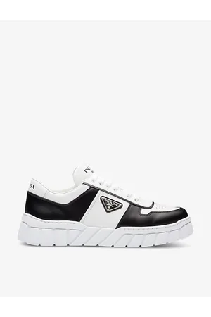 Prada Mens Colour-Blocked Brand-Plaque Leather Mid-Top Platform Trainers Eur 44 / 10 Uk Men