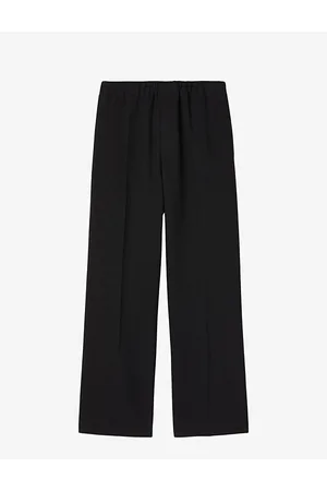 Sandro Mens Elasticated-Waist Wide-Leg Stretch-Woven Trousers M