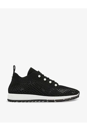 Jimmy Choo Womens Veles Pearl-Embellished Knitted Low-Top Trainers Eur 35 / 2 Uk Women