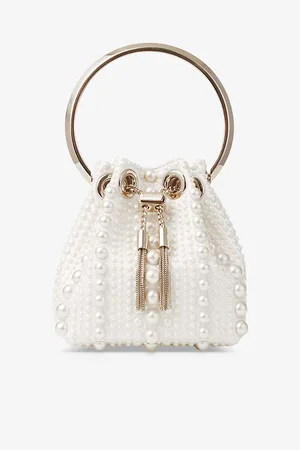 Jimmy Choo Womens Bon Bon Micro Pearl-Embellished Satin Top-Handle Bag 1 Size