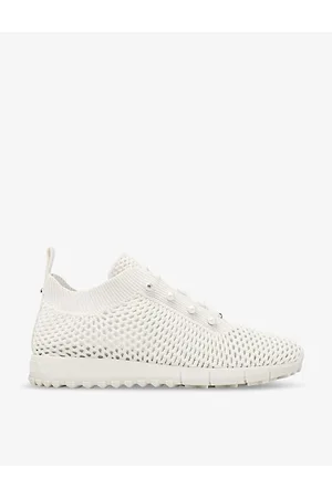 Jimmy Choo Womens Veles Pearl-Embellished Knitted Low-Top Trainers Eur 35 / 2 Uk Women