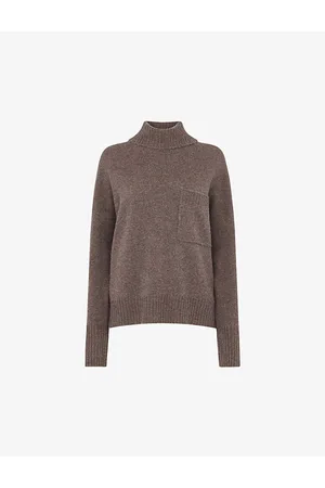 Whistles Womens Roll-Neck Patch-Pocket Wool Jumper Xs
