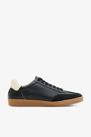 AllSaints Mens Leo Brand-Embossed Leather Low-Top Trainers Eur 42 / 8 Uk Men